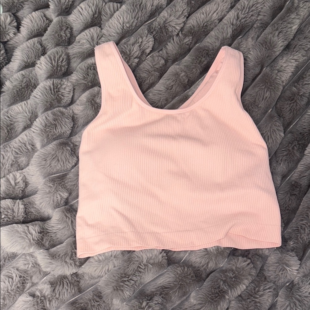 Pink Ribbed Crop Top